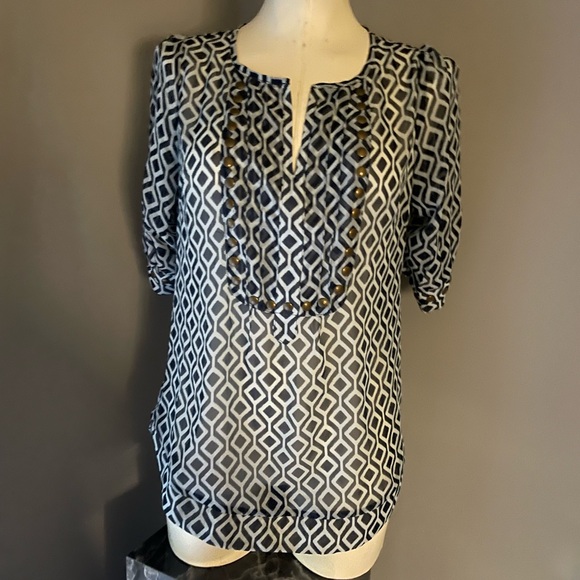 41 Hawthorn Tops - 41 Hawthorn Black and White Graphic 3/4 Sleeve Blouse